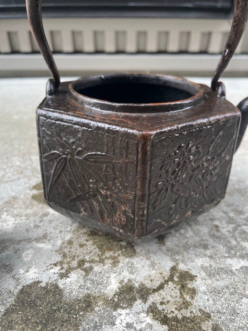 鉄瓶 急須 アンティーク レトロ 茶器　六角形　骨董
