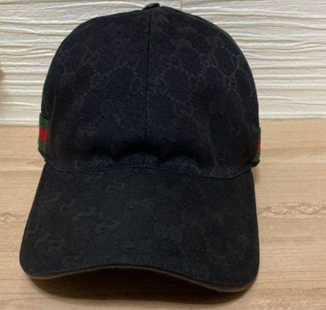 GUCCI キャップ シェリーライン 黒 ユニセックス Lサイズ 59cm