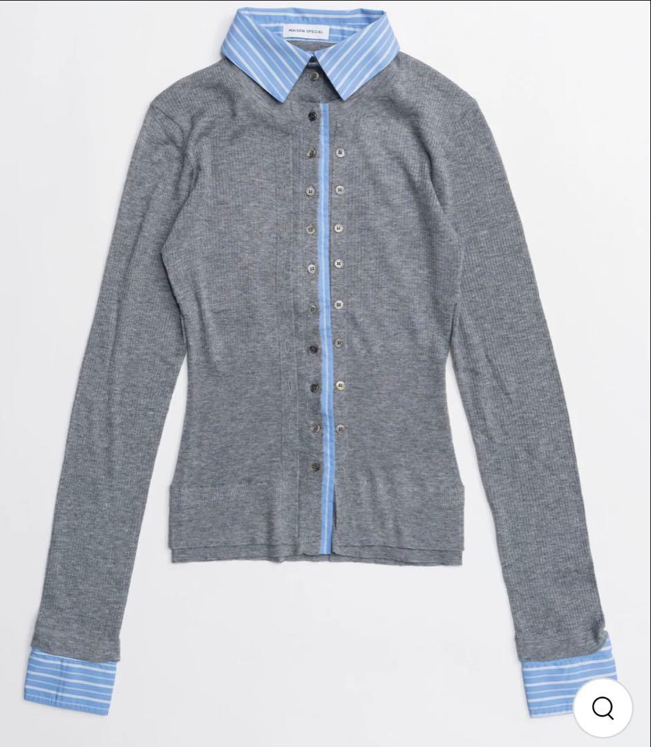 メゾンスペシャル 2way Shirt Knit Docking Tops