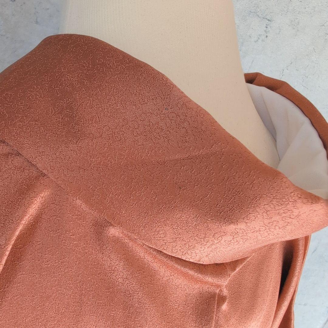 訪問着　フルセット　着物　正絹　トールサイズ　赤橙　金　豪華　鳥　祝い事　F7