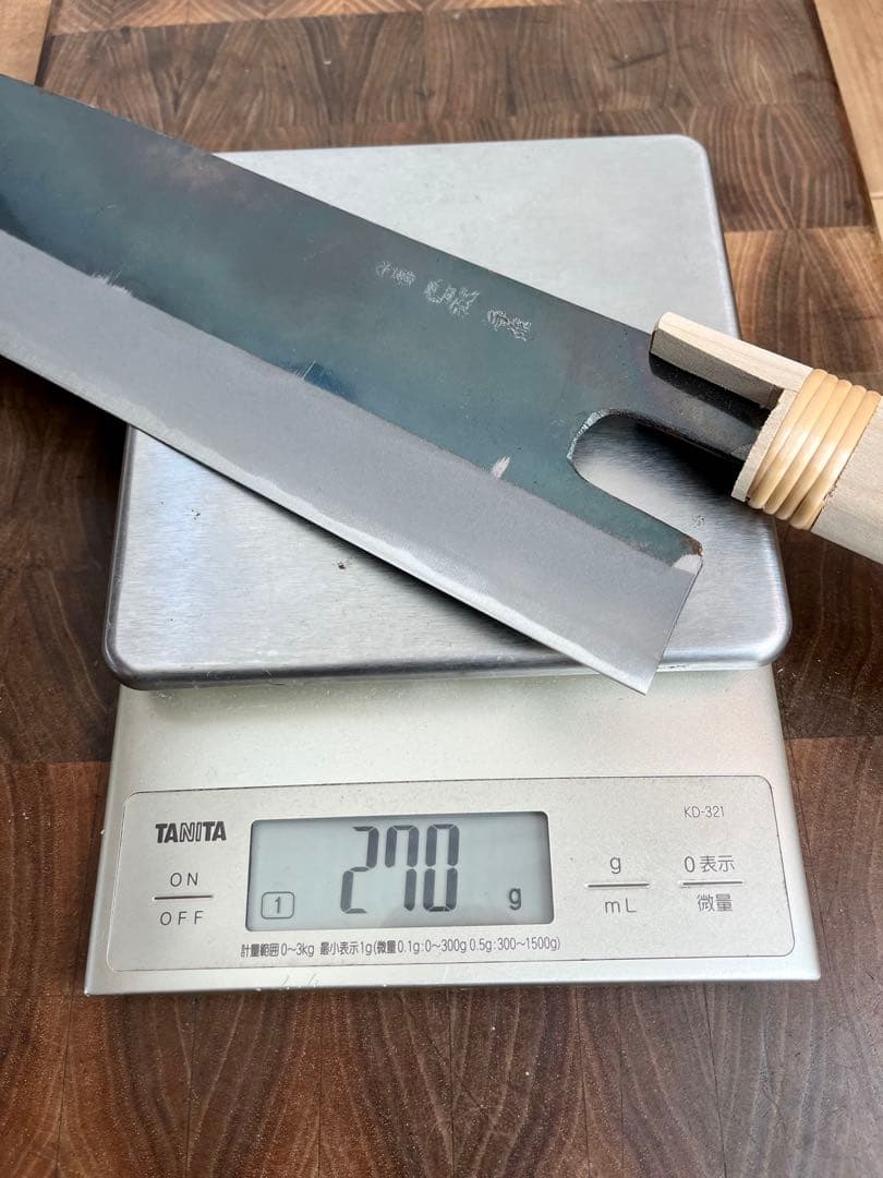 越前打ち刃物　宝馬　蕎麦切　包丁　240mm 麺切　和包丁　白鋼　黒打ち