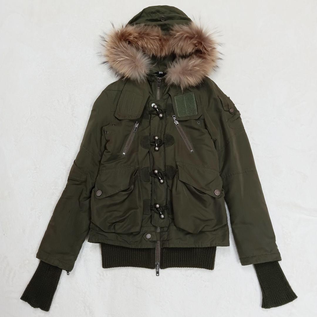 スライ SLY ラクーンファーモッズコート フェアリーグランジ カーキ Y2K