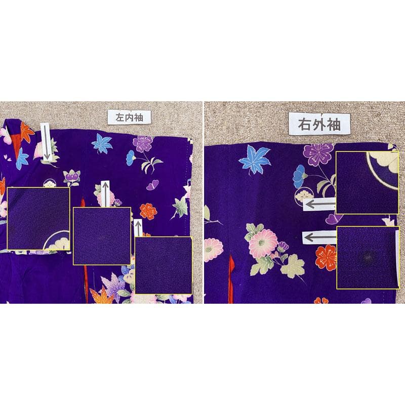 509ag10◎七五三 三歳 女の子 アンティーク着物&被布五つ紋 紫◎