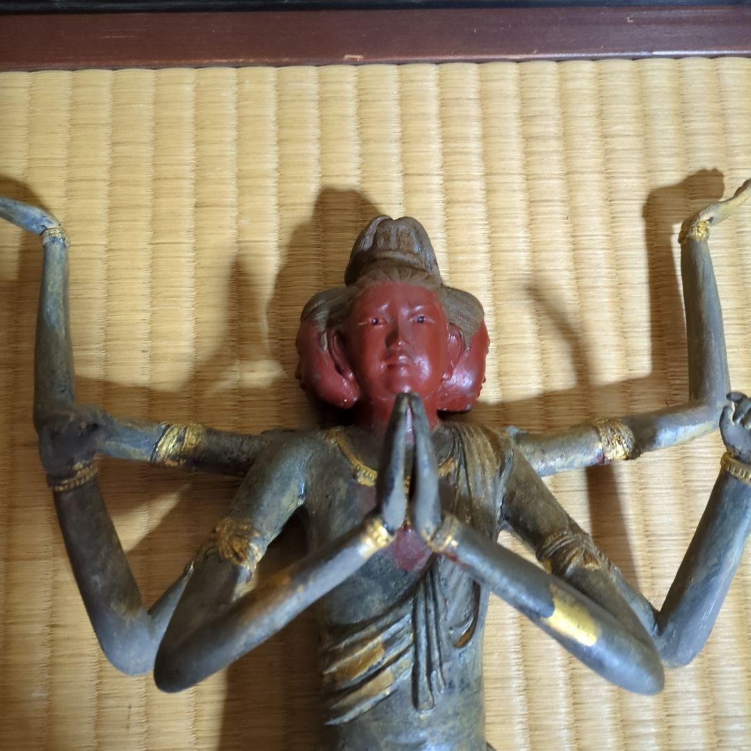 高岡銅器 阿修羅像、色分け漆仕上げ