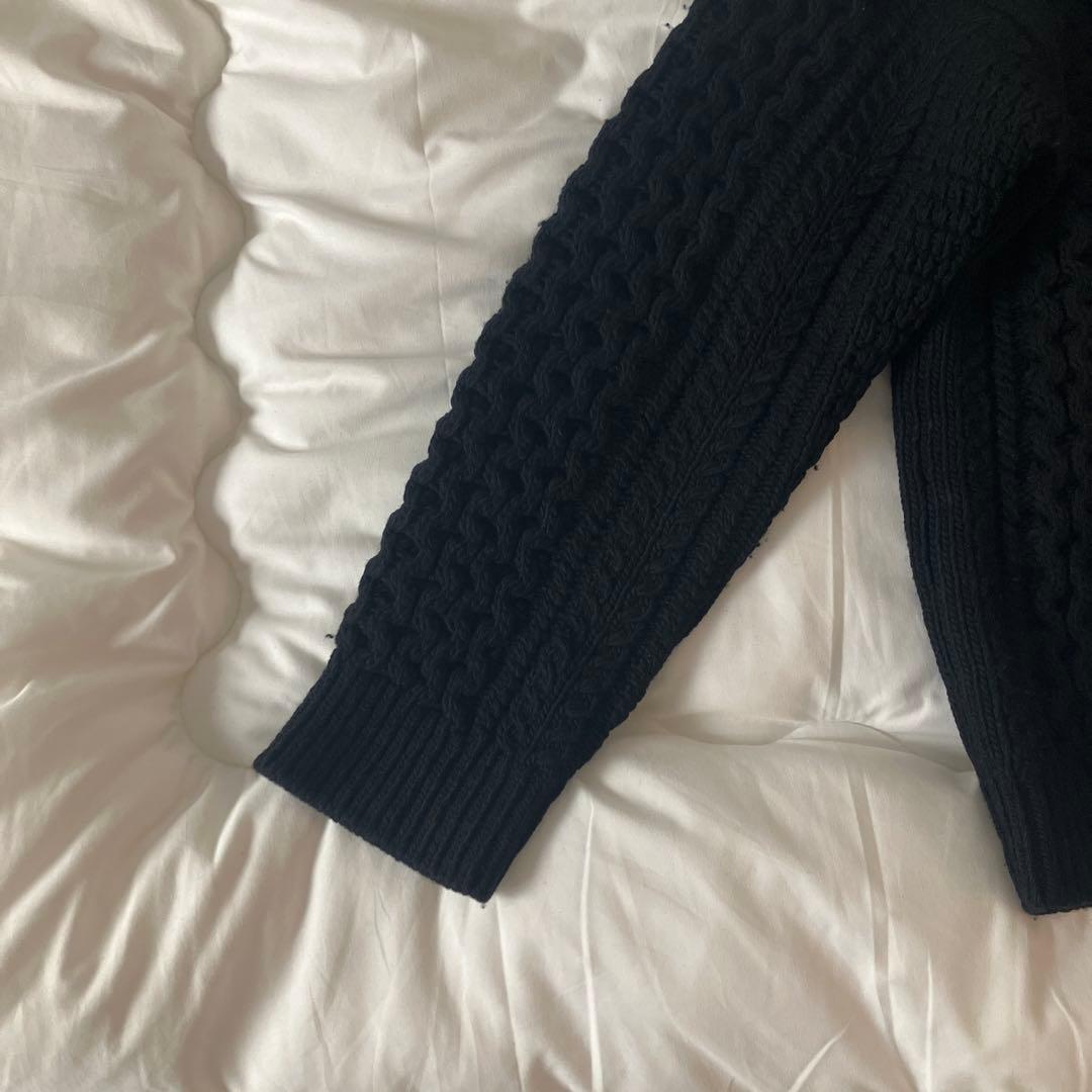 AURALEE ブラック ケーブルニットセーター