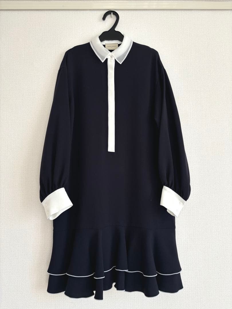 【美品】UNITED ARROWS ティアードミニワンピース ネイビー