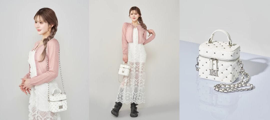 ダーリッチ darich キルティングビジュースクエアミニバッグ ホワイト