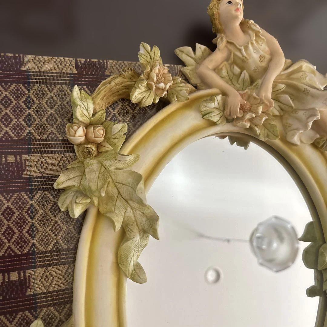 kanku 様昭和レトロ　ヴィンテージ　天使のミラー花柄ランプ