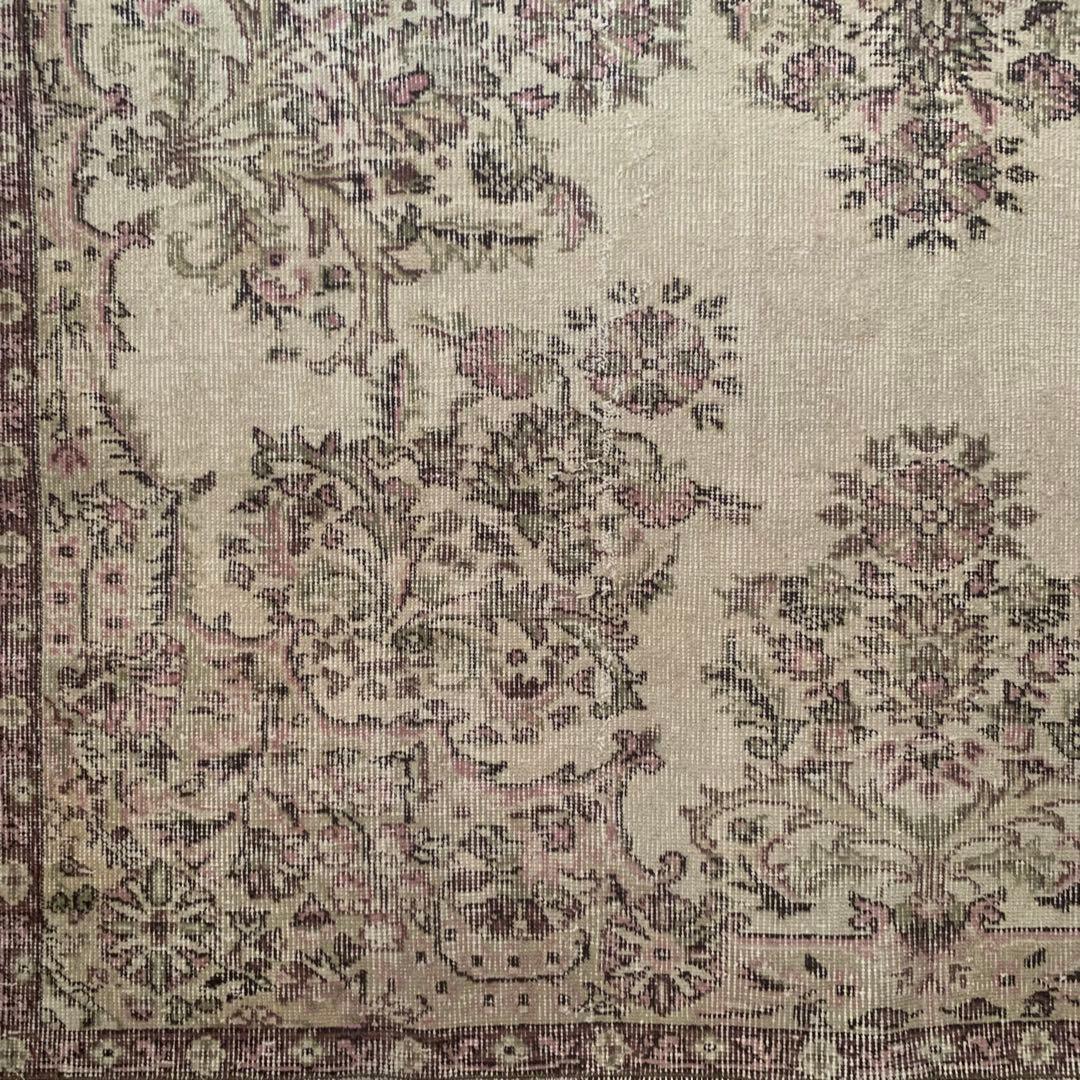 超大判　幅広　245×147トルコヴィンテージラグ　ペールピンク　雅紀さん