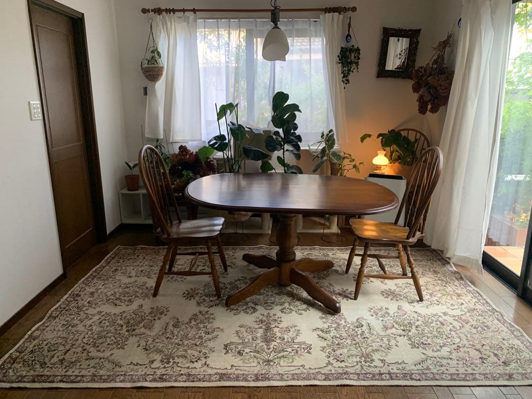 超大判　幅広　245×147トルコヴィンテージラグ　ペールピンク　雅紀さん