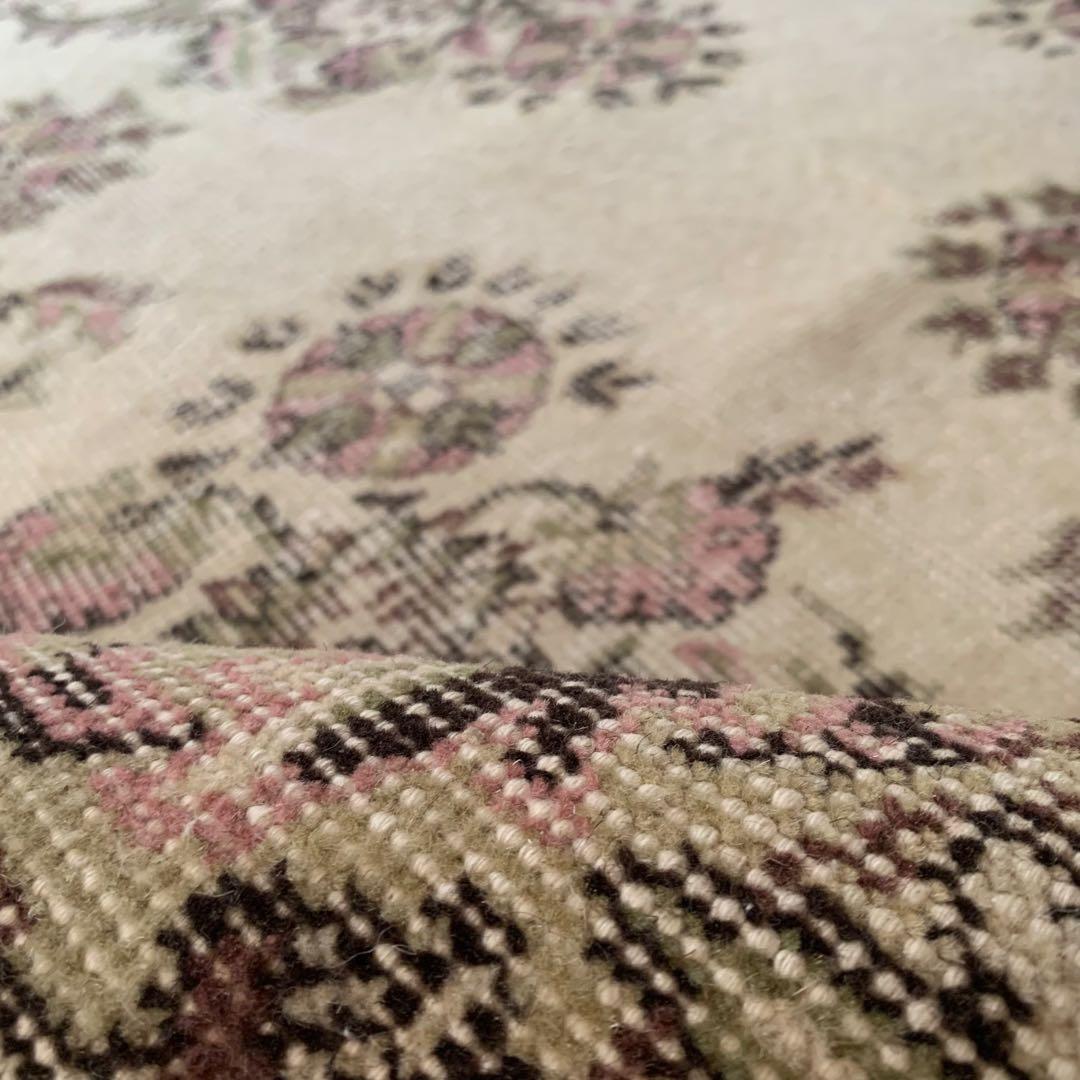 超大判　幅広　245×147トルコヴィンテージラグ　ペールピンク　雅紀さん