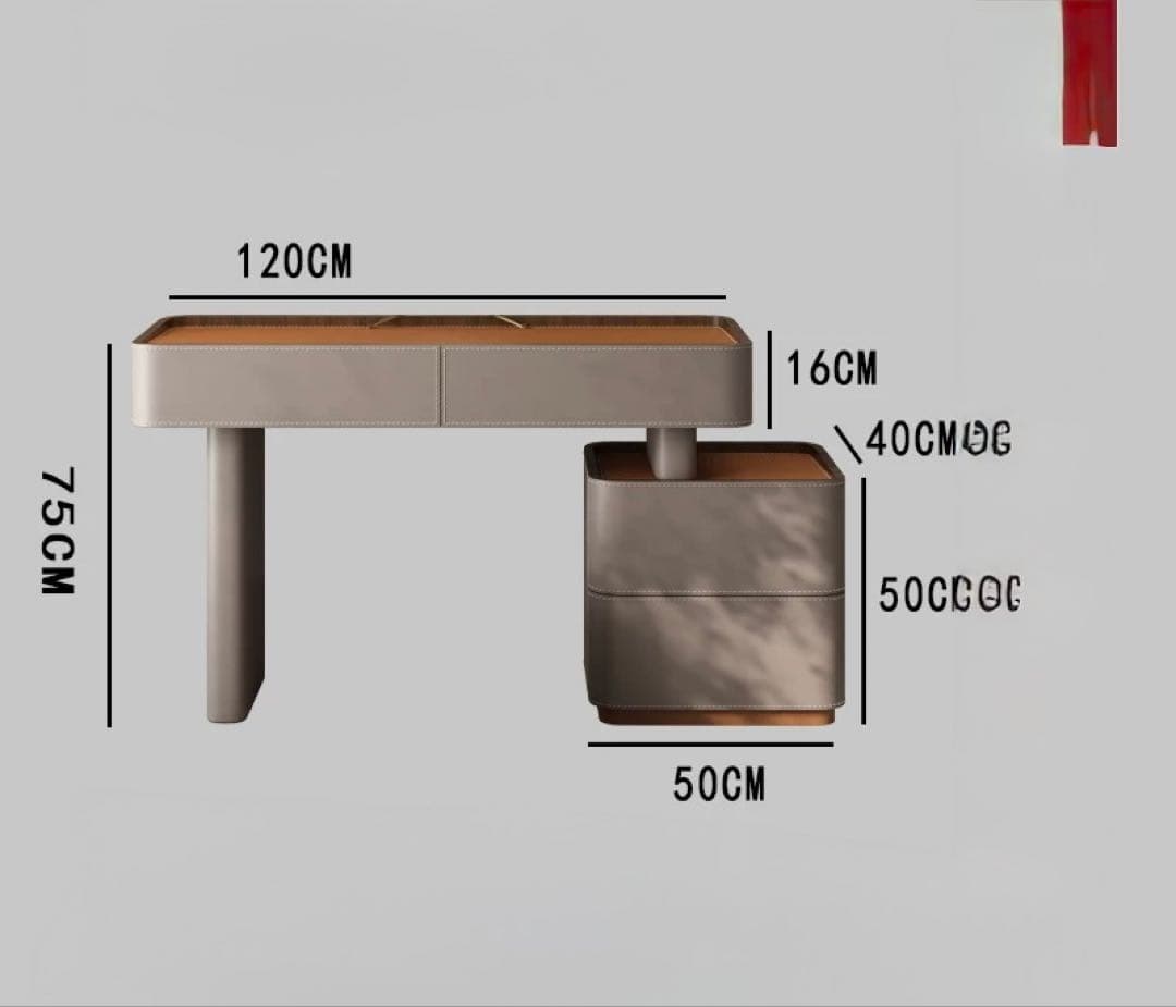 東京送料無料　オレンジデスクとスツールセット 付き化粧台、化粧台ドレッサー ド