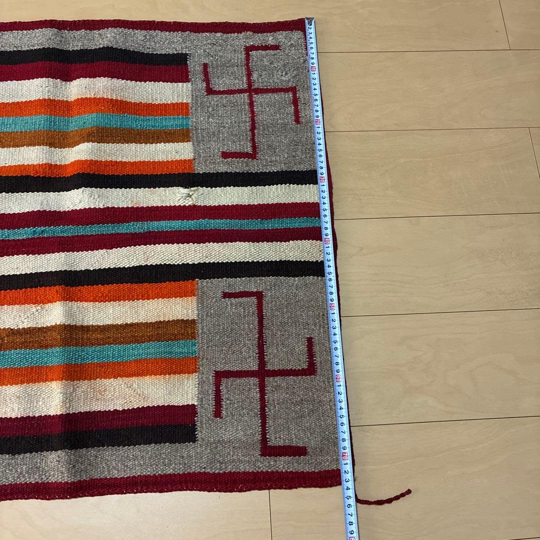 30s〜 Navajo ナバホ ビンテージ アンテーク ラグ 卍 スワスティカ