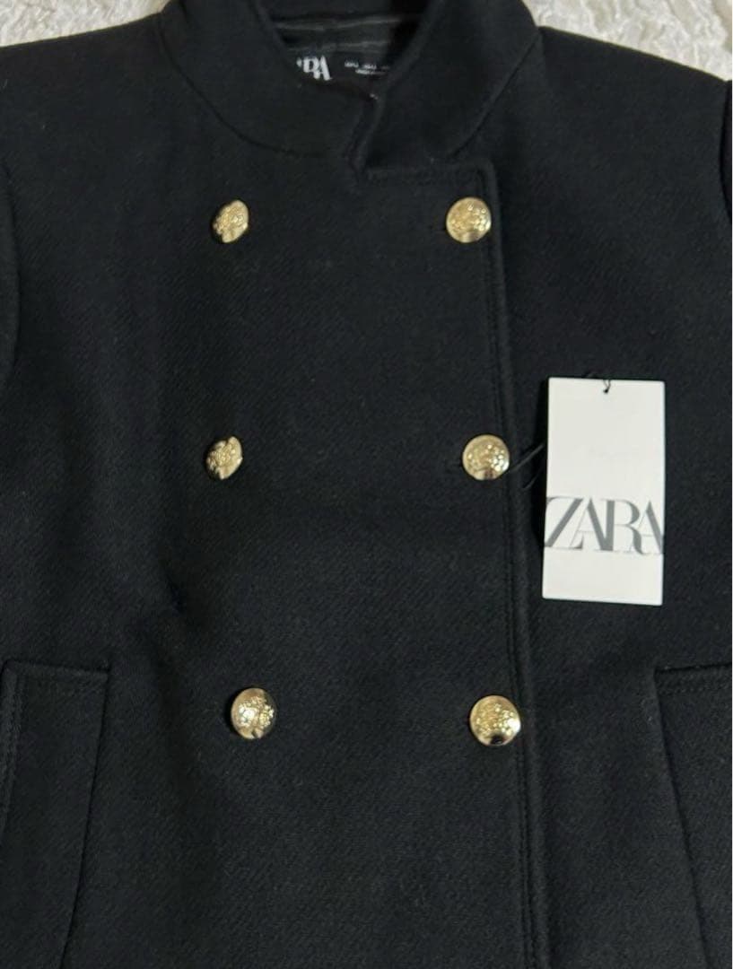 新品 ZARA ハイネック ショート ダブルブレストコート M ラスト1点♪