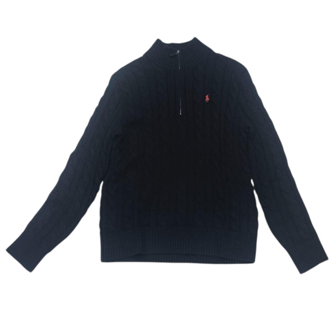極美品　POLO RALPH LAUREN ケーブル　ニット ハーフジップ　黒