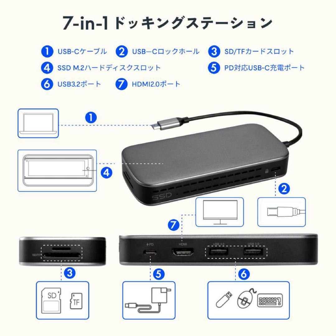 FlexiSpot USB-C 7in1 ハブ E-HUB2