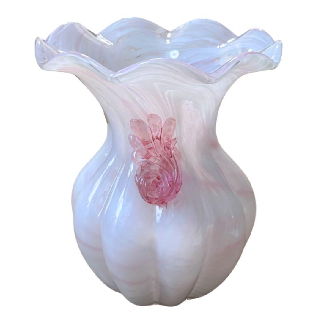 IWATA GLASS 岩田ガラス 花瓶 フラワーベース マーブルピンク