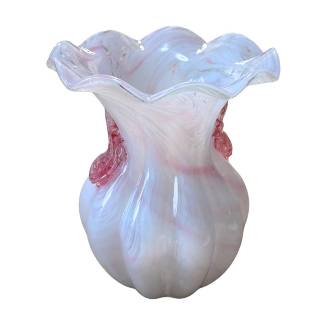 IWATA GLASS 岩田ガラス 花瓶 フラワーベース マーブルピンク