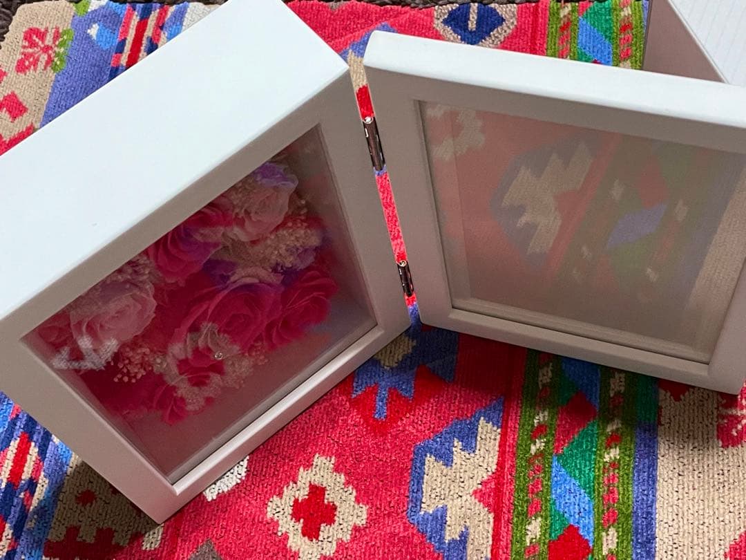 プリザーブドフラワー写真立てフォトフレームピンクバラローズ定価14700円