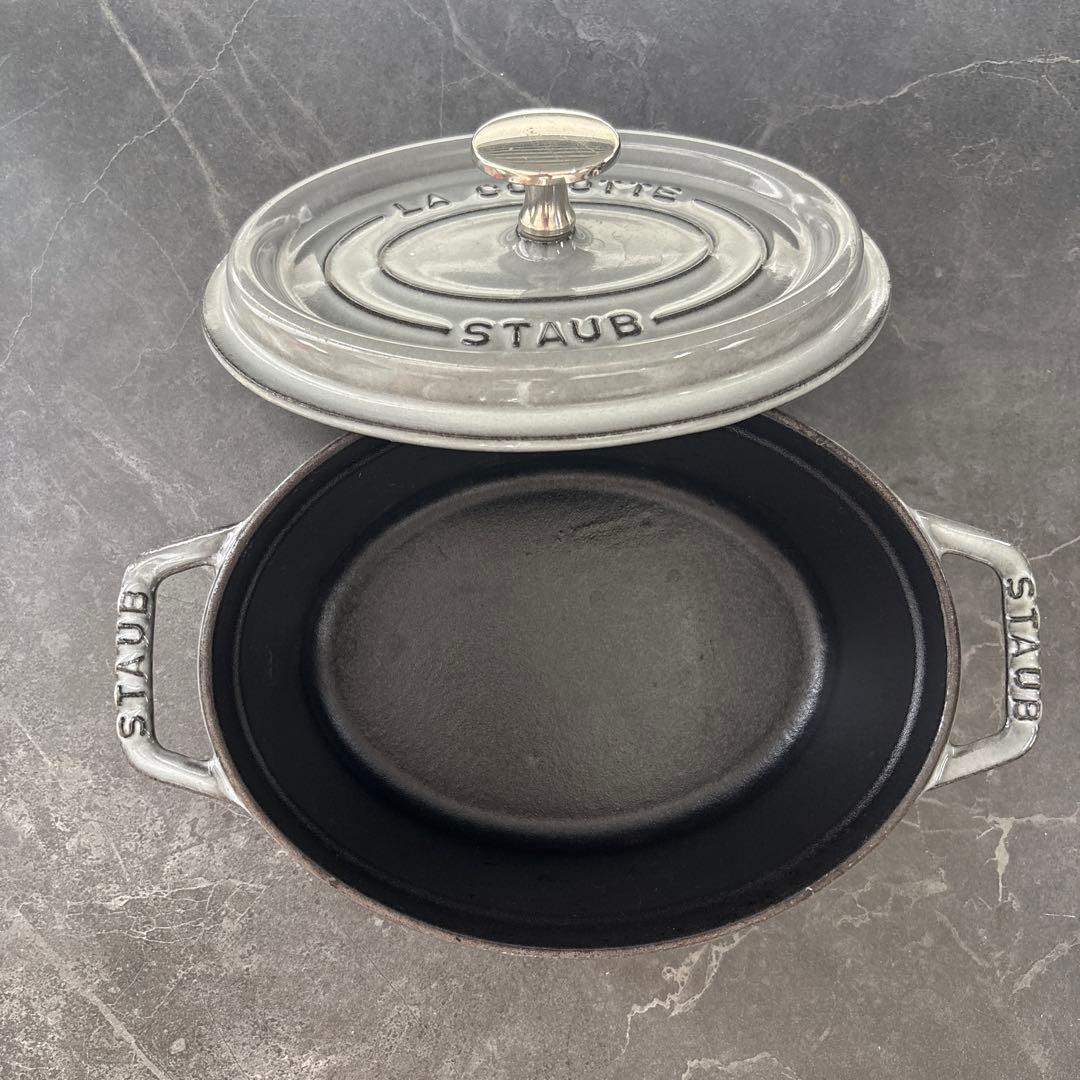 STAUB ストウブ ココットオーバル グレー両手鍋 17cm