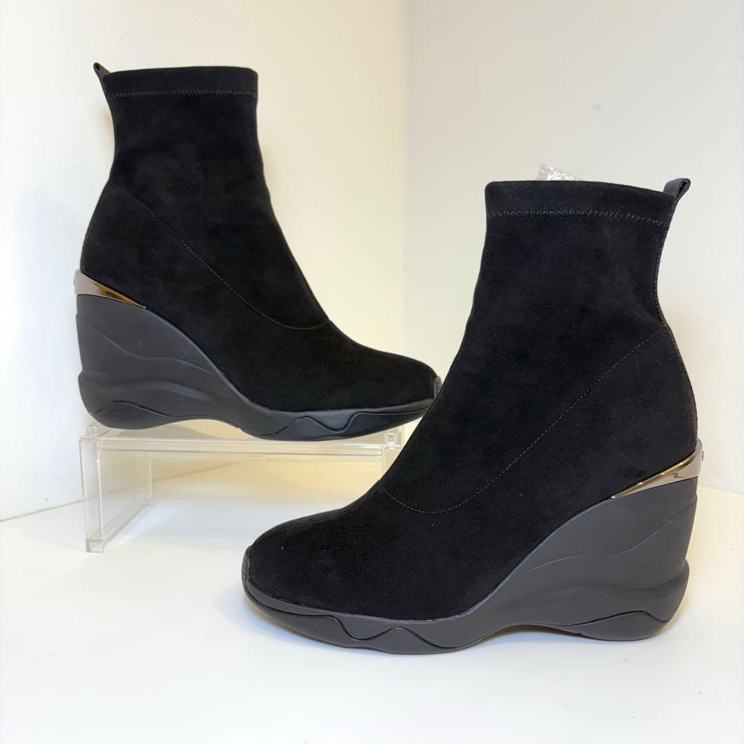 (極美品) + diana ウェッジソール ショートブーツ 24cm