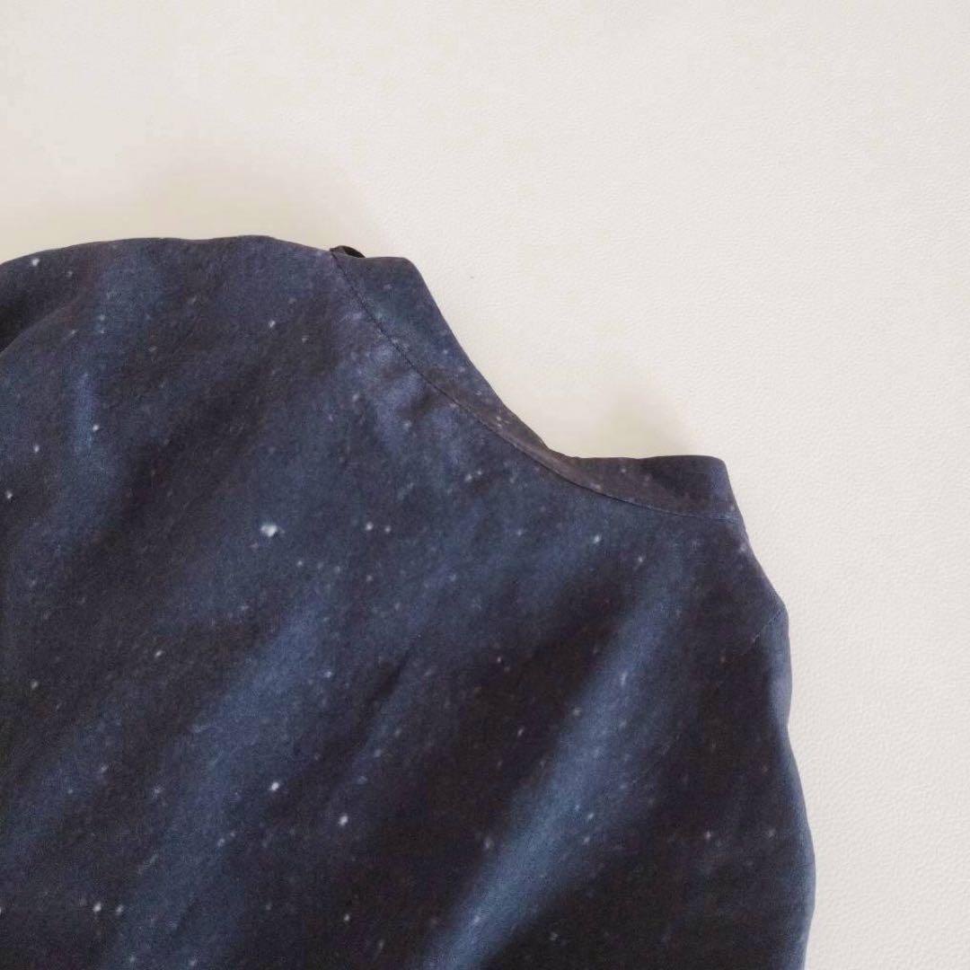 美品⭐️アクリス　長袖ブラウス　ボウタイ　オオカミ　星柄　シルク100% 13号