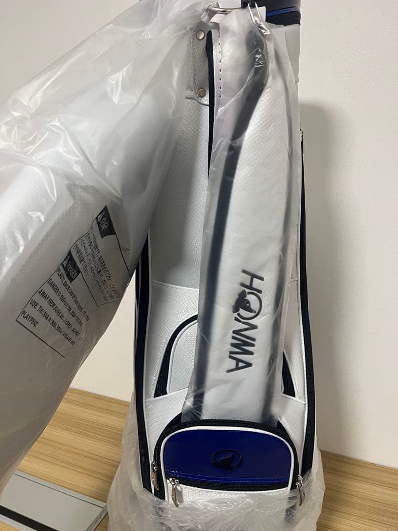 新品 HONMA ゴルフキャディバッグ ホワイト ブラック/ブルー プロ譲渡品