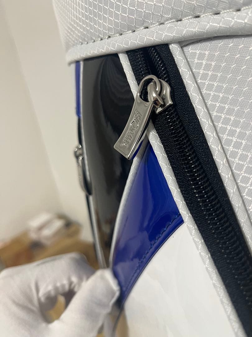 新品 HONMA ゴルフキャディバッグ ホワイト ブラック/ブルー プロ譲渡品