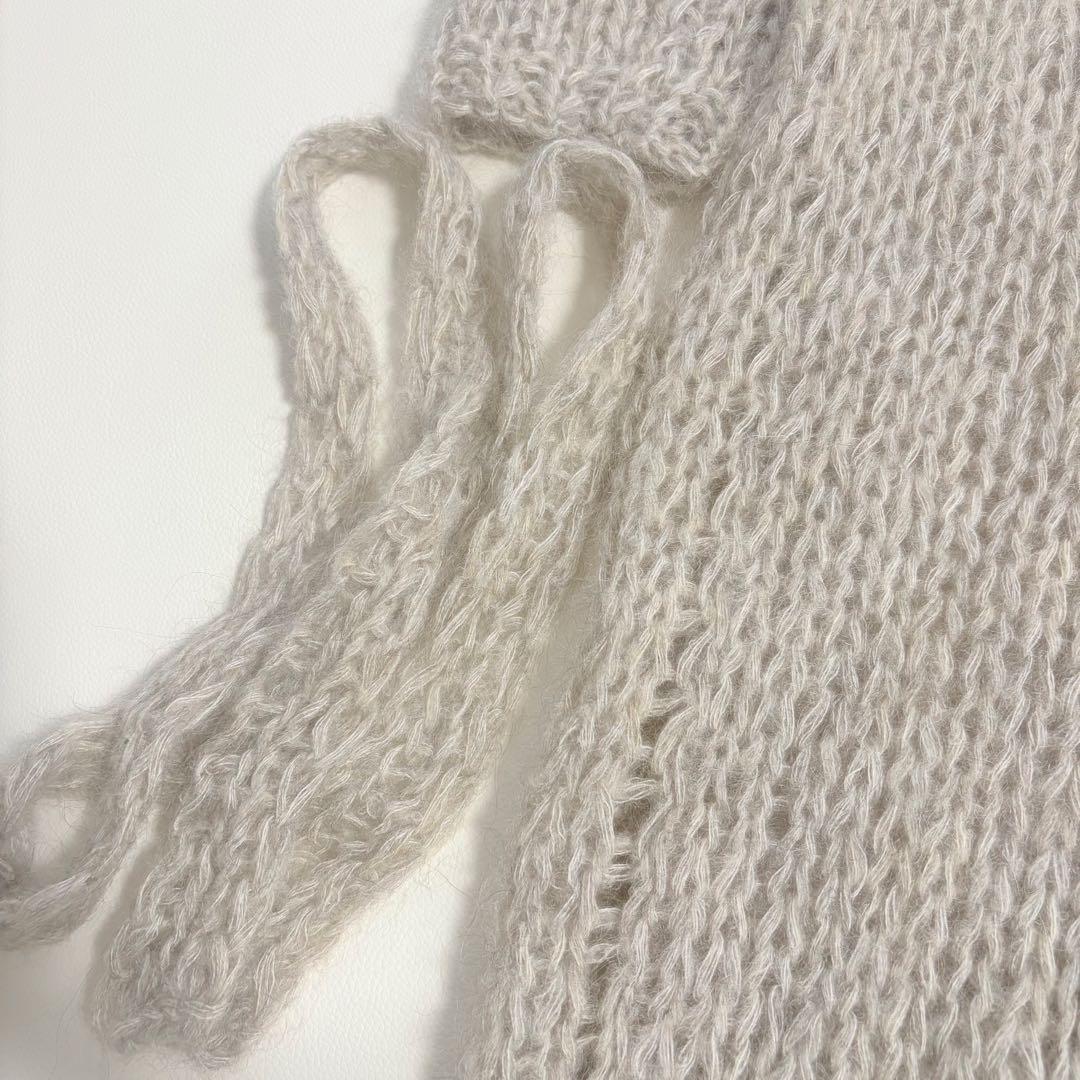 【美品】Maiamiモヘア ロングカーディガン　グレー　ベルト付き