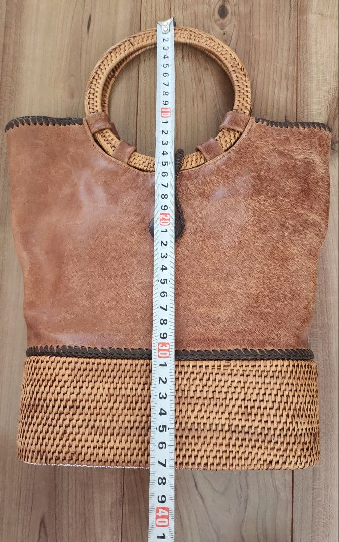 超希少　アタ&レザー　バック 　かごバッグ