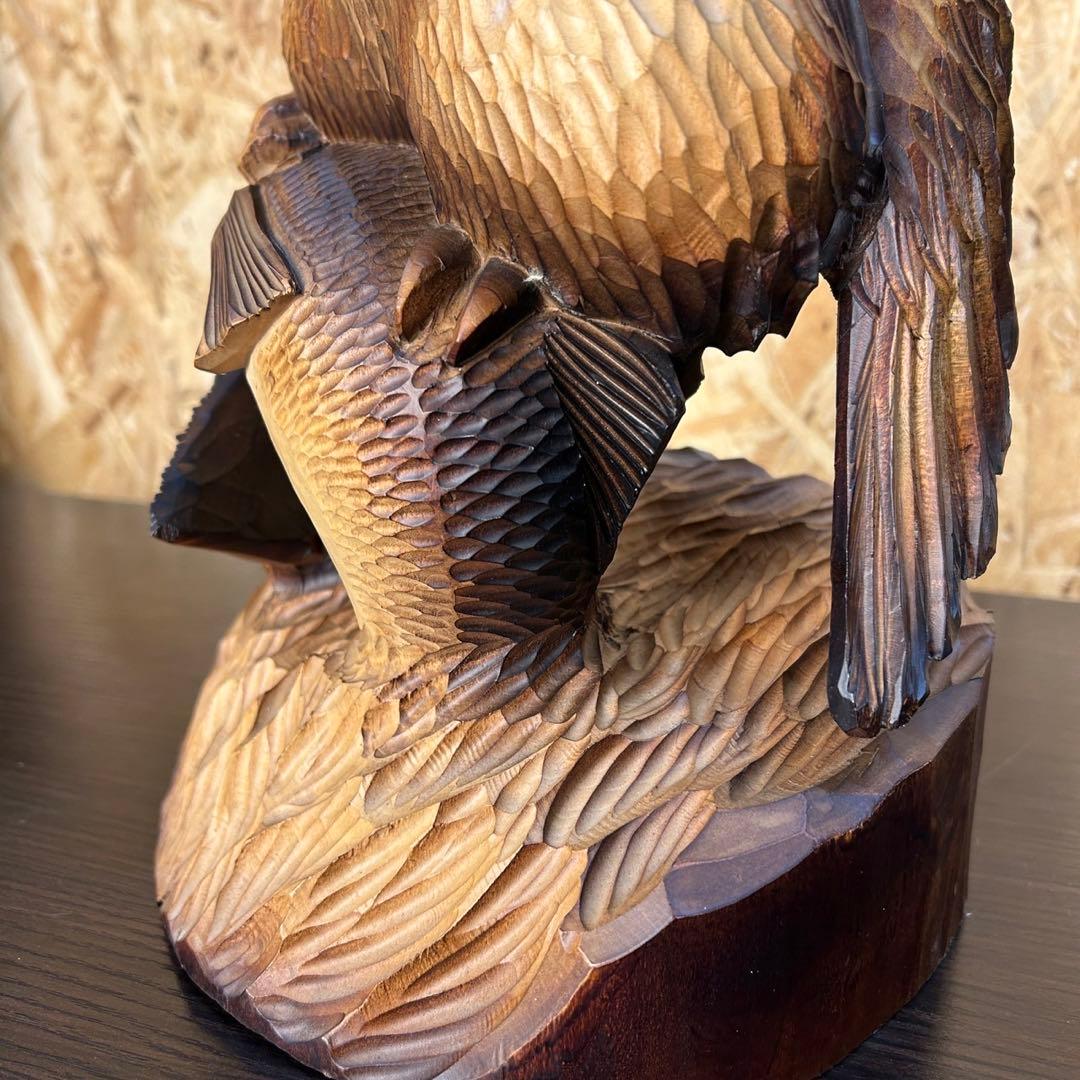 【匿名発送】木工品　國光 作　梟　フクロウ　置物　彫刻