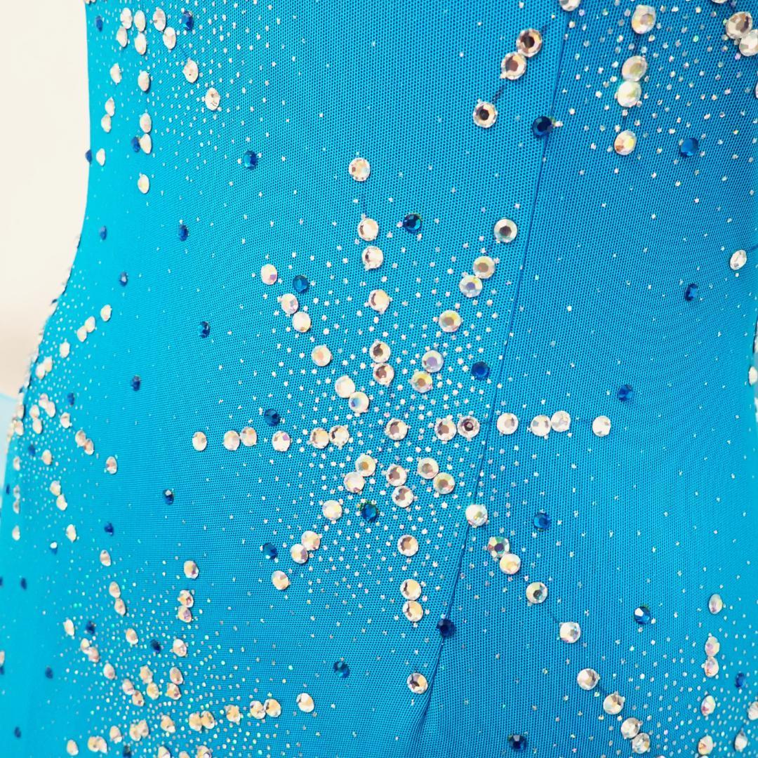 Y5434【白樺ドレス】M★水色/スワロフスキー/スタンダード☆社交ダンス