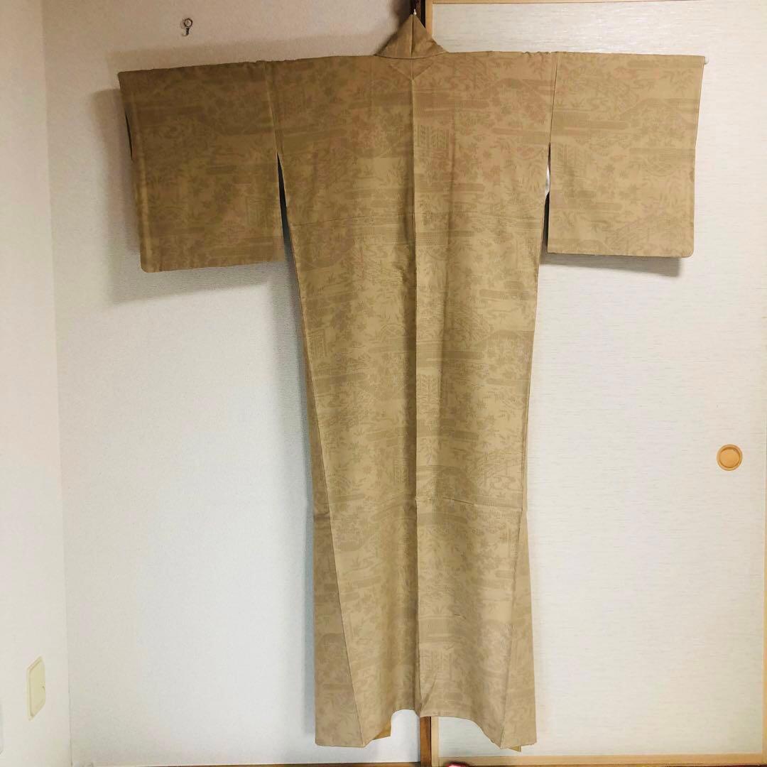 【未使用　トールサイズ】結城紬　奥順 練　御所解　袷　裄丈71.5 身丈169