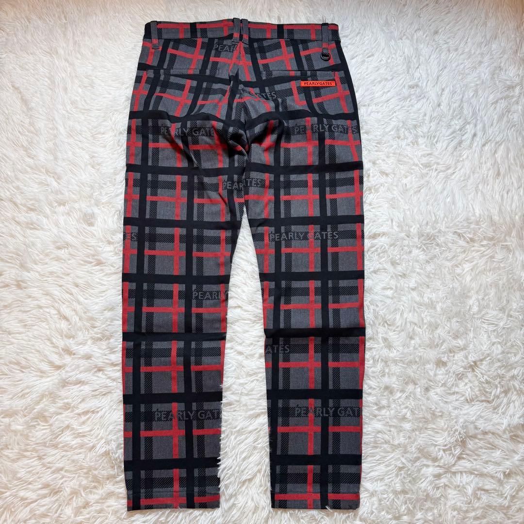 未使用級 パーリーゲイツ チェック柄 パンツ リング付き ロゴ刺繍 リング付き
