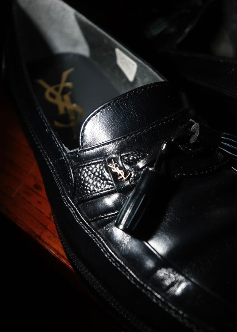 90's 【イヴ・サンローラン】　タッセルローファー 黒 #385 YSL