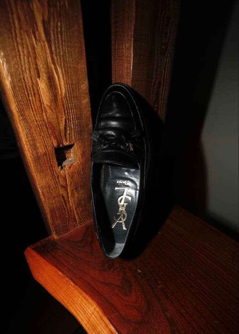 90's 【イヴ・サンローラン】　タッセルローファー 黒 #385 YSL