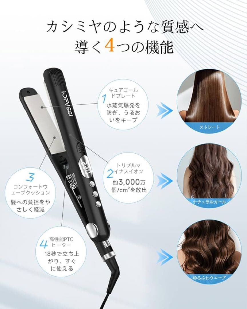 新品 未開封 ヘアアイロン ストレート カール 2way 28mm イナスイオン