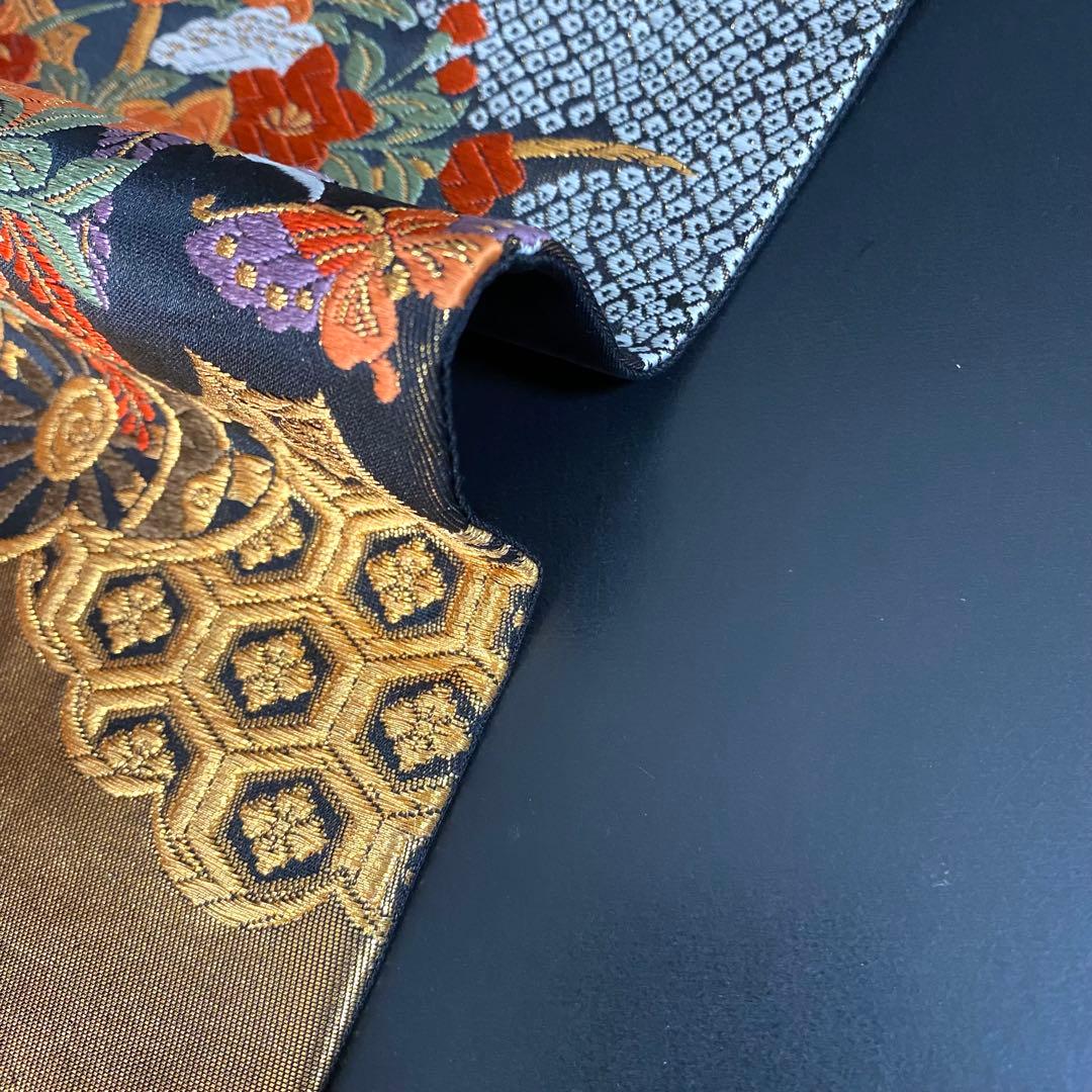 ZY-841 袋帯 雲取り 花車 鴛鴦 蝶 箔 フォーマル 礼装 高級 名品