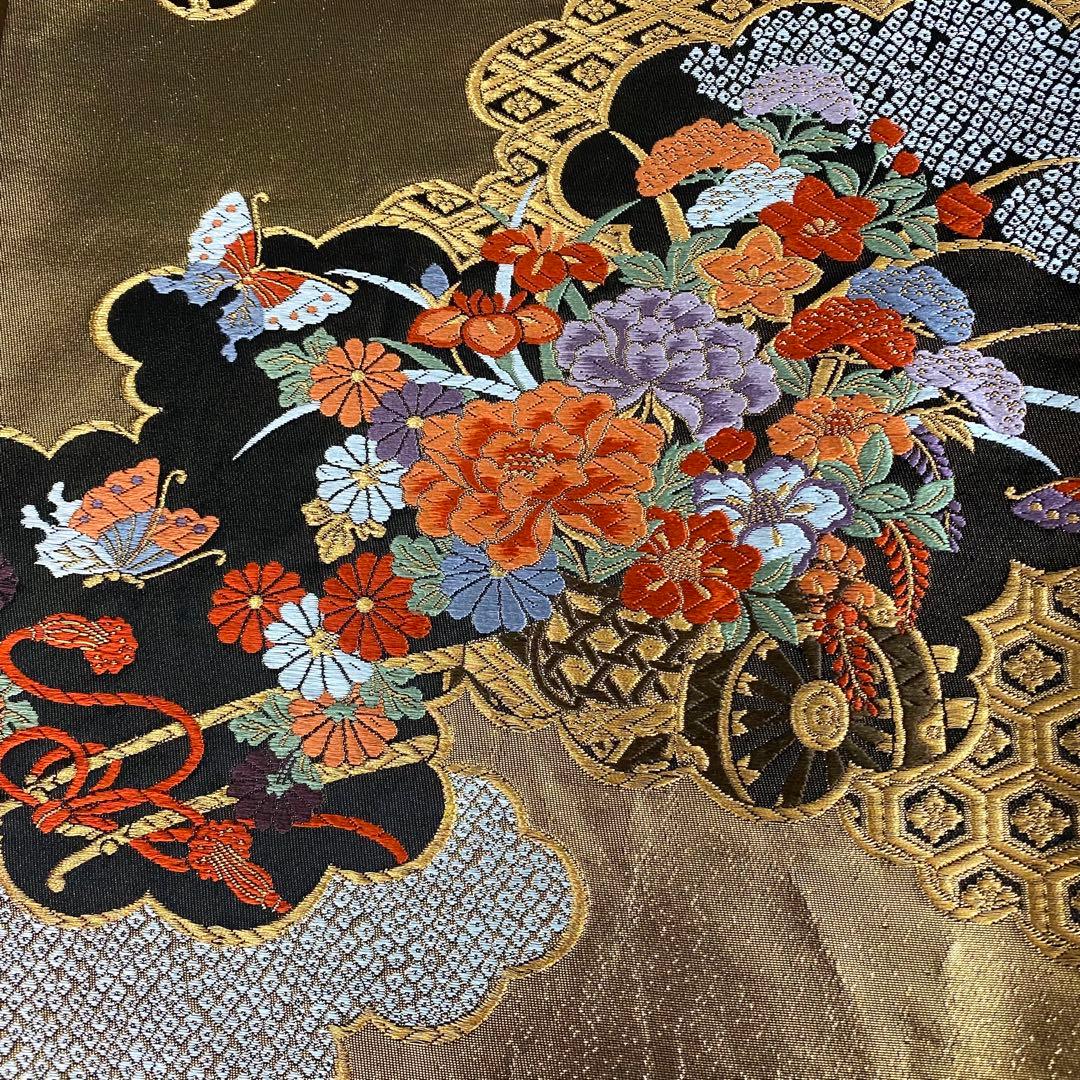 ZY-841 袋帯 雲取り 花車 鴛鴦 蝶 箔 フォーマル 礼装 高級 名品