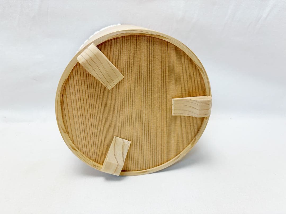 未使用 茶道具 塗師 宮下芳洋作 利休好写 菊絵曲水指 曲げわっぱ 木工芸共箱