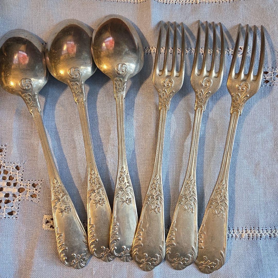 フランス　アンティーク　カトラリーセット スプーン3本 フォーク3本
