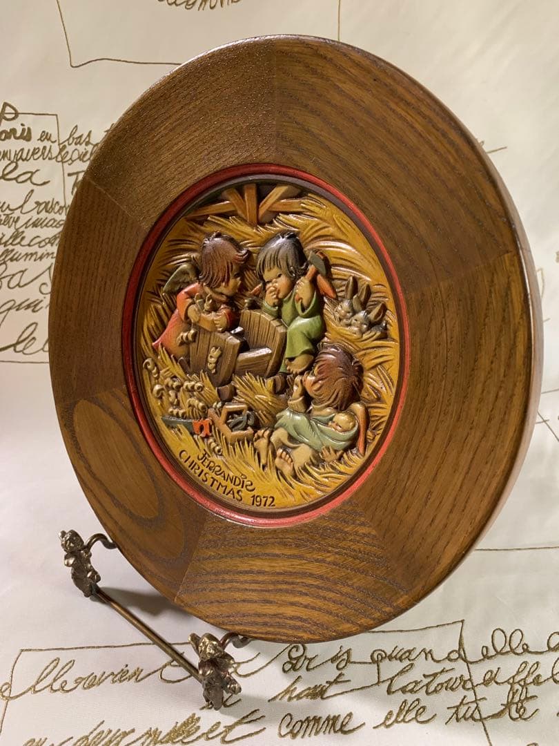 アンリ人形　ビンテージ1972年クリスマス木製プレート！可愛い過ぎます！