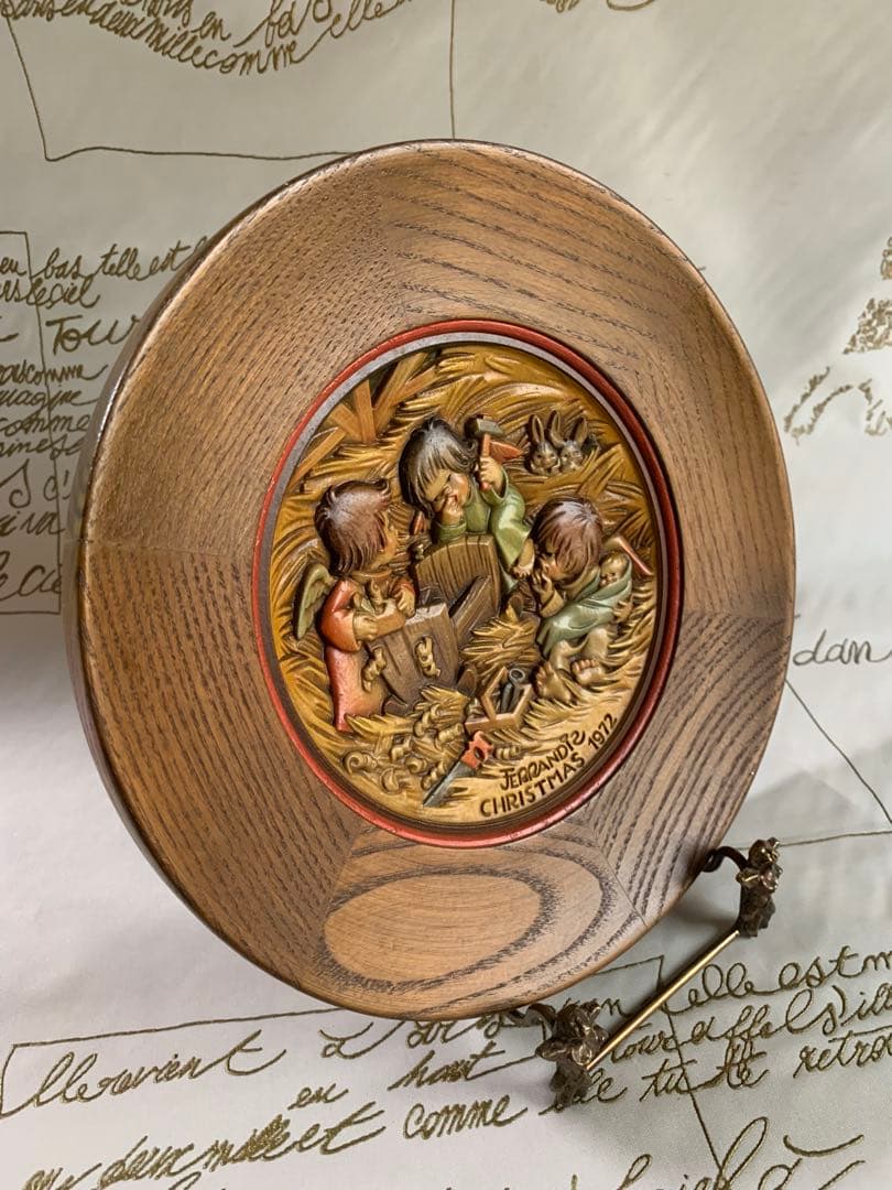 アンリ人形　ビンテージ1972年クリスマス木製プレート！可愛い過ぎます！