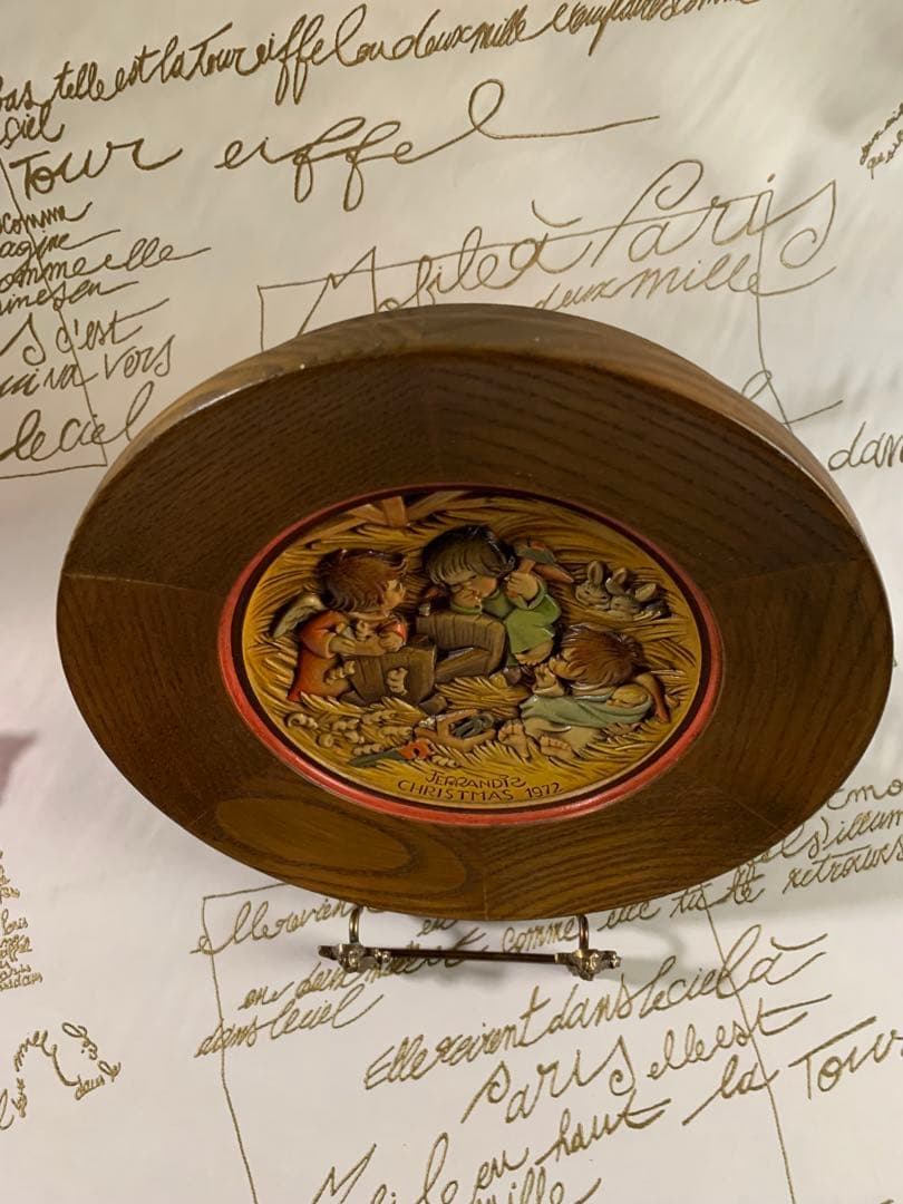 アンリ人形　ビンテージ1972年クリスマス木製プレート！可愛い過ぎます！