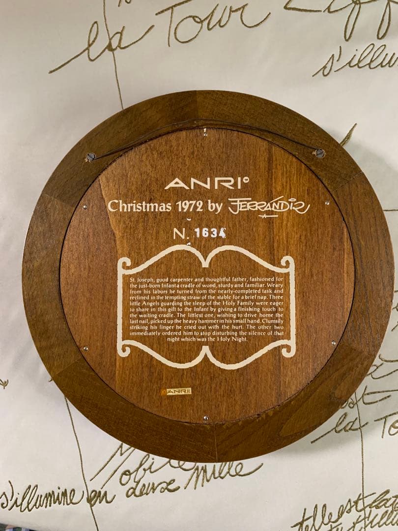 アンリ人形　ビンテージ1972年クリスマス木製プレート！可愛い過ぎます！