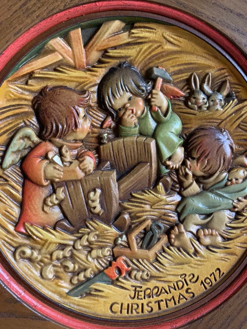 アンリ人形　ビンテージ1972年クリスマス木製プレート！可愛い過ぎます！