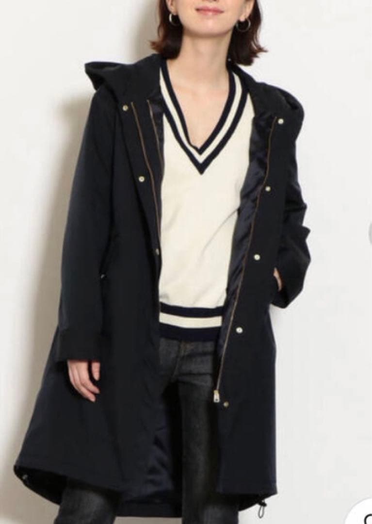 極美品 グリーンレーベルリラクシング SC モッズコート ロング 38 ネイビー