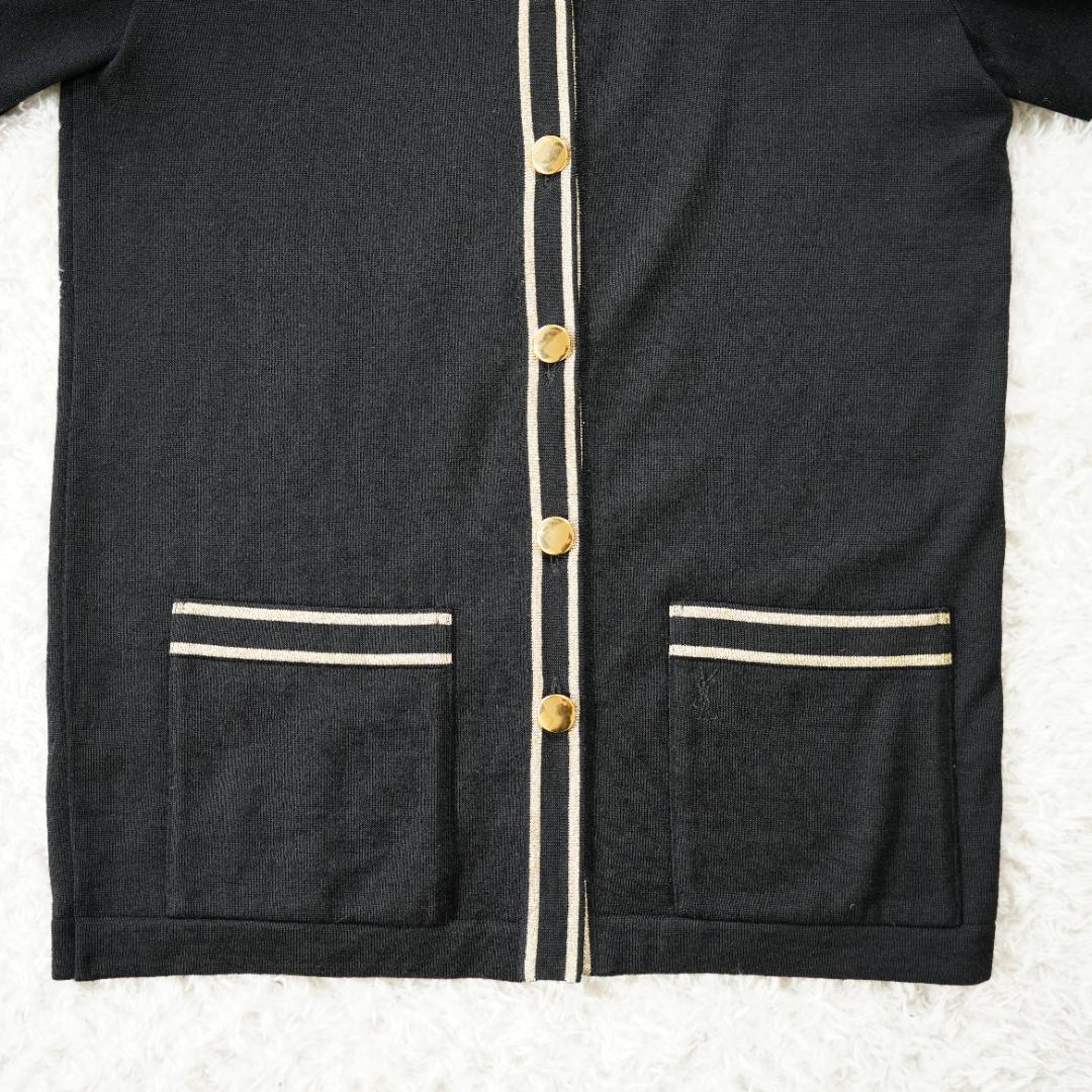 【美品】イヴサンローラン　金ボタンウールカーディガン　Mサイズ　ブラック