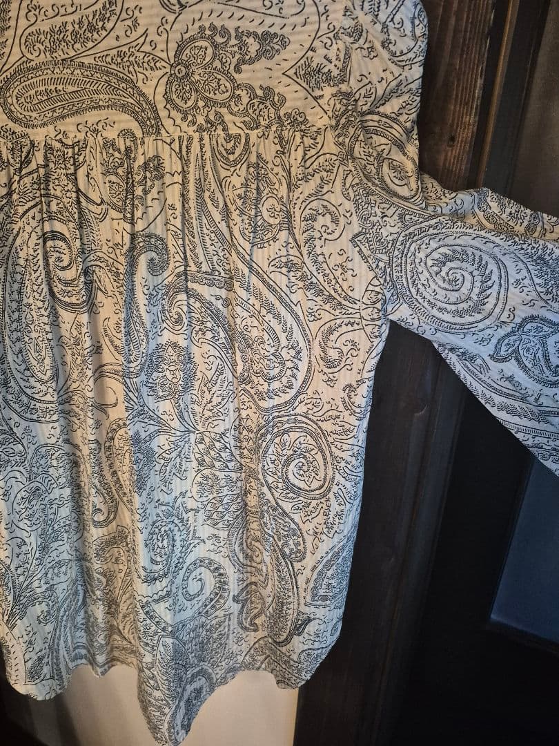 ETRO ペイズリー柄 バルーンスリーブシャツ ボウタイ