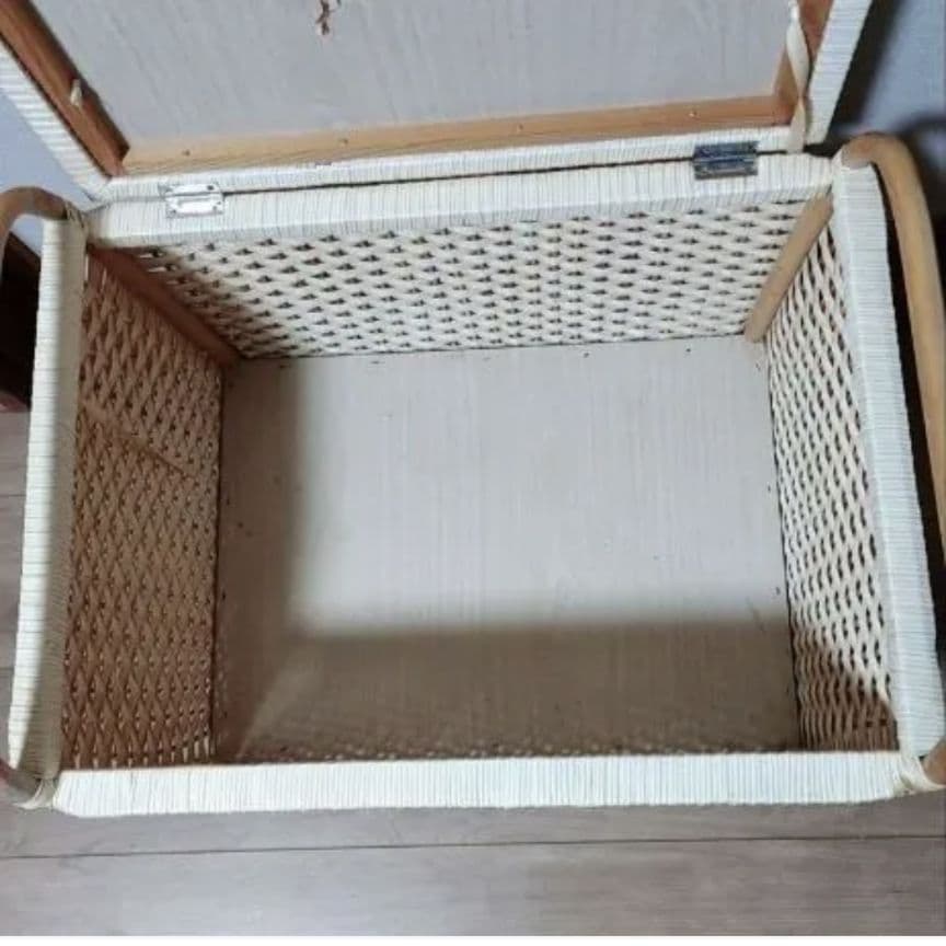 ハローキティ/サンリオ 収納ボックス 玩具箱 編みかご 昭和レトロ マット 2点